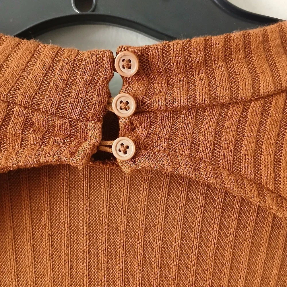 American Eagle Outfitters Women's Size Small Brown Mini‎ Knit Dress Keyhole Back